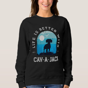 Sweatshirt Life Better Cav a Jack Vintage Blue Dog Maman Papa