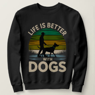 Sweatshirt Life Is Better With Dogs Women’s Retro Sunset Swea
