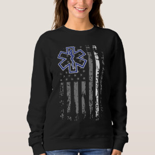 Sweatshirt Ligne blanche mince EMS EMT Paramedic American Fla
