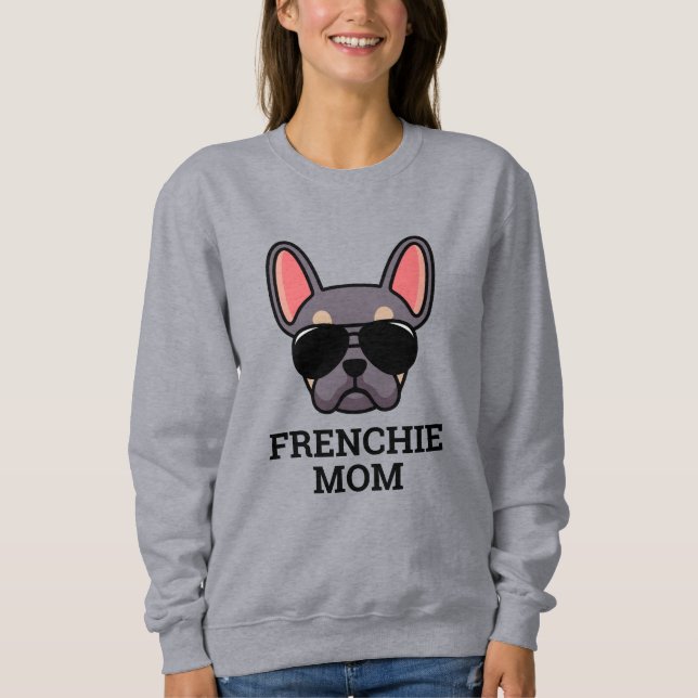 Sweatshirt Lilac Tan French Buldog Frenchie Chien Maman (Devant)
