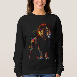 Sweatshirt Lion art coloré amoureux des animaux motif zoo lio