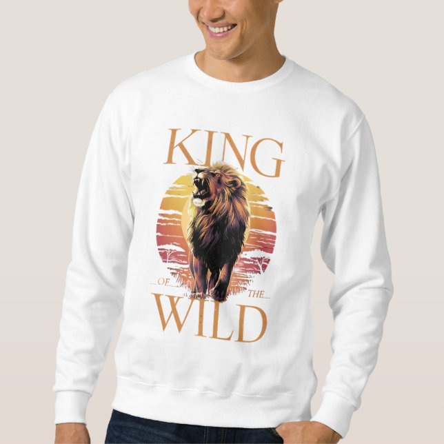 Sweatshirt Lion avec des mots : Roi du Far (b) (Devant)