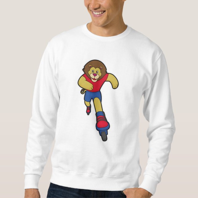 Sweatshirt Lion comme patineur avec patins en ligne (Devant)