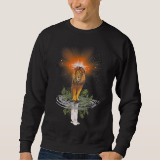 Sweatshirt Lion Croix Jésus Réflexion Eau Miroir Mouton