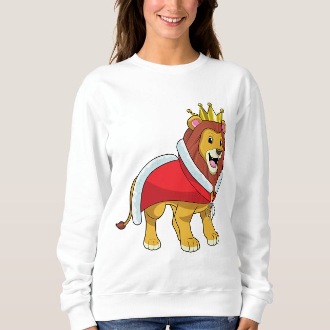 Sweatshirt Lion en tant que Roi avec Couronne et Cape (Devant)