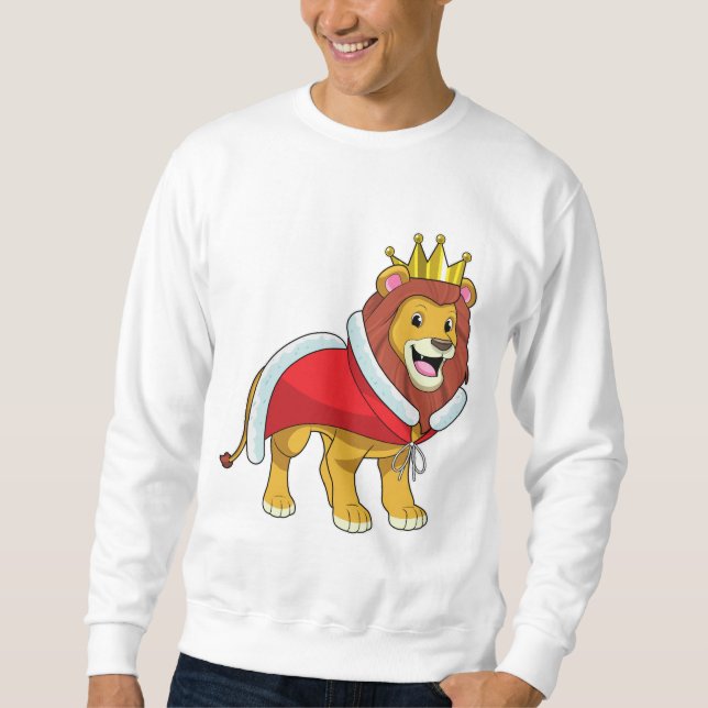 Sweatshirt Lion en tant que Roi avec Couronne et Cape (Devant)
