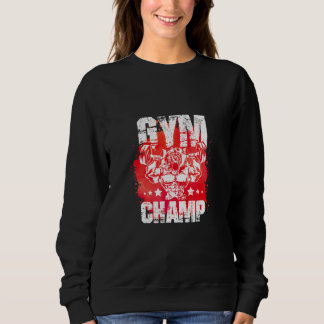 Sweatshirt Lion Muscles Bodybuilding Gym Fitness Workout Cham