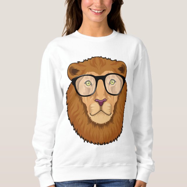 Sweatshirt Lion Nerd avec lunettes (Devant)