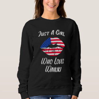 Sweatshirt Lips Mouth Love American Flag Waikiki