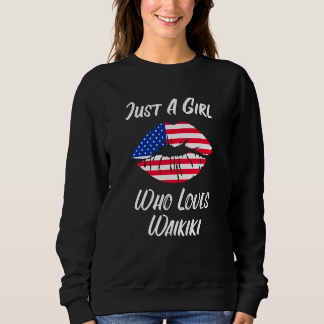 Sweatshirt Lips Mouth Love American Flag Waikiki (Devant)