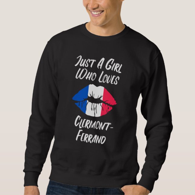 Sweatshirt Lips Mouth Love French Flag Clermont Ferrand (Devant)