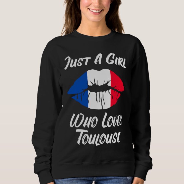 Sweatshirt Lips Mouth Love French Flag Toulouse (Devant)