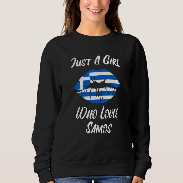 Sweatshirt Lips Mouth Love Greek Flag Samos (Devant)