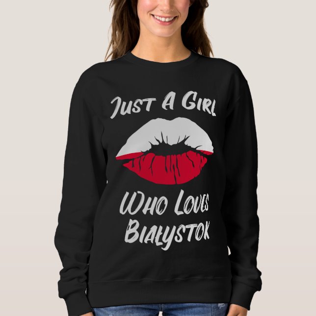 Sweatshirt Lips Mouth Love Polish Flag Bialystok (Devant)