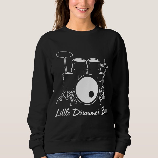 Sweatshirt Little Drummer Bow Drummer Drum Set Musique (Devant)