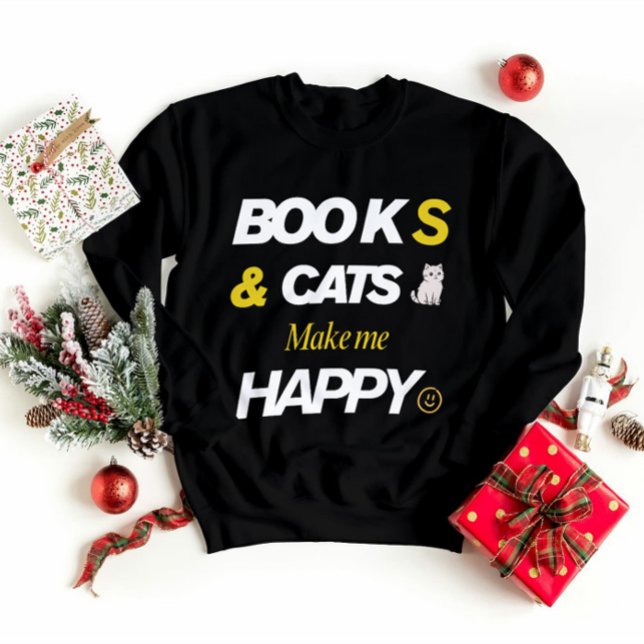 Sweatshirt Livres et chats me rendent heureux (Créateur téléchargé)