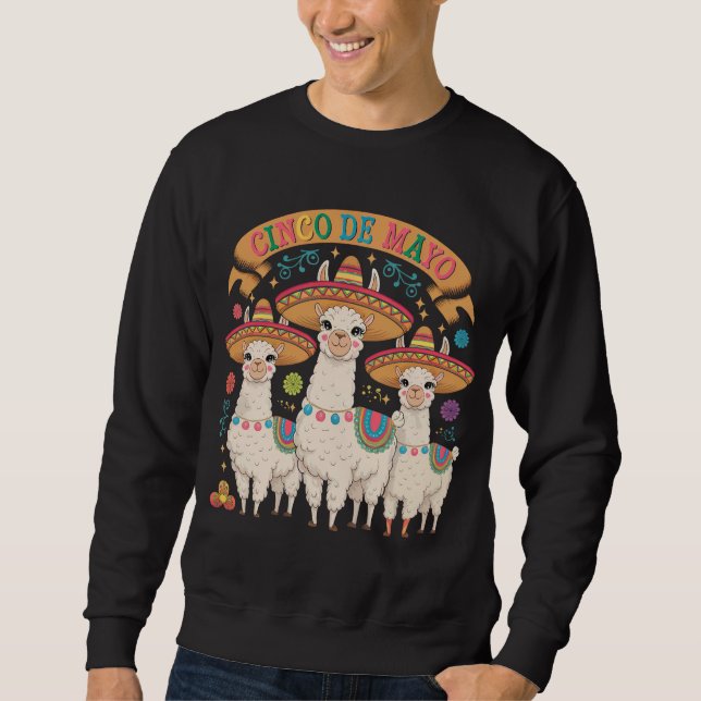 Sweatshirt Llama Funny Cinco De Mayo Fête (Devant)