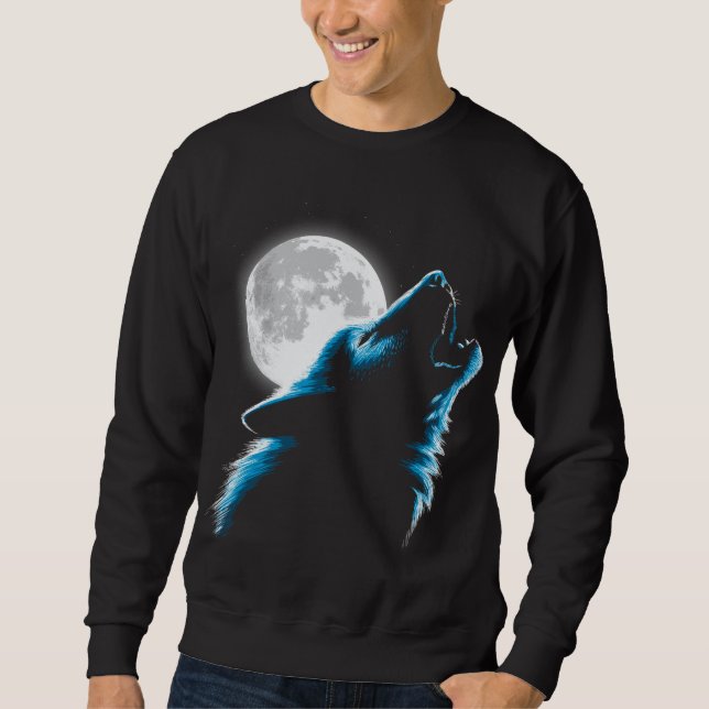 Sweatshirt Lobo aullando a la luna (Devant)