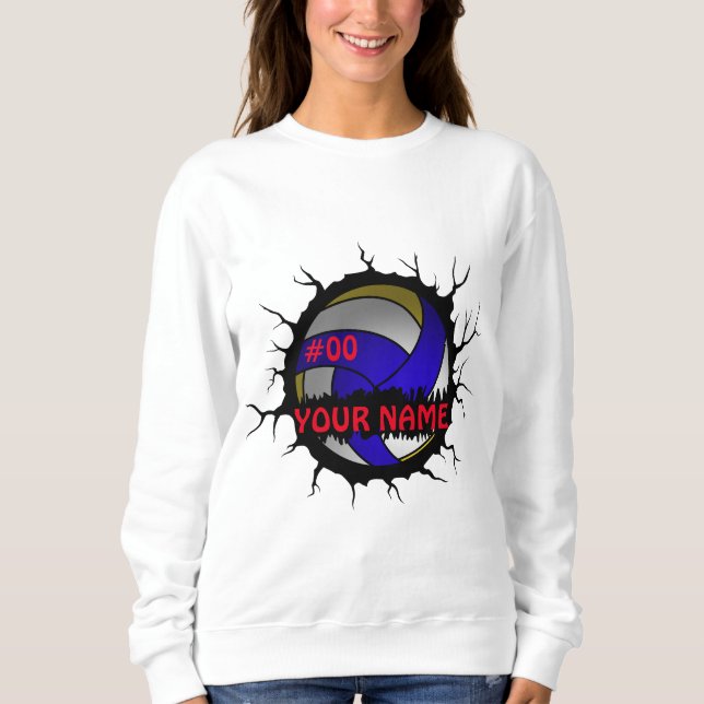 Sweatshirt Logo de volleyball, nom personnalisé de volleyball (Devant)