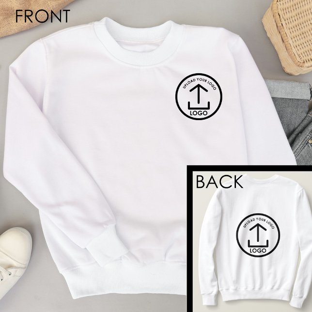 Sweatshirt Logo professionnel blanc double face (White Professional Business Logo Double Sided Sweatshirt)