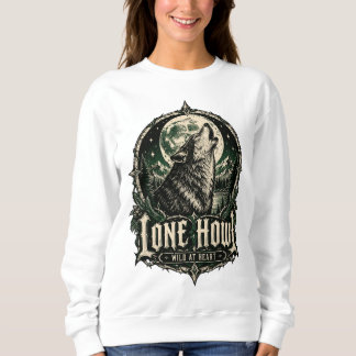 Sweatshirt Lone Howl Loup Gothique Pleine Lune Sauvage au Cœu