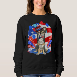 Sweatshirt Long Haired Chihuahua 4th of July American Flag