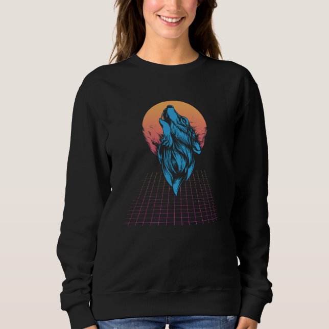 Sweatshirt Loup du Japon Vaporwave (Devant)