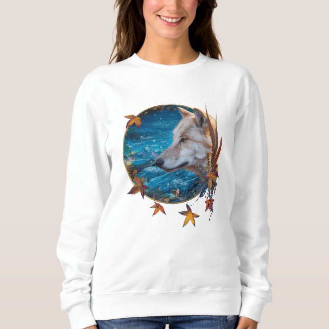 Sweatshirt Loup gris "LA GRANDE QUÊTE" (Devant)