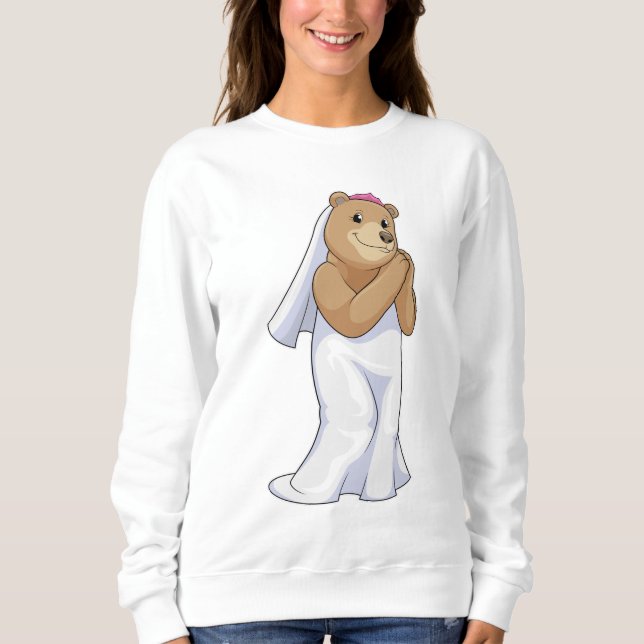 Sweatshirt L'ours en mariée avec le voile (Devant)