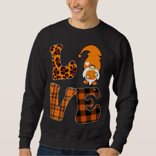 Sweatshirt LOVE Citrouille Gnome Automne Leopard Chèque