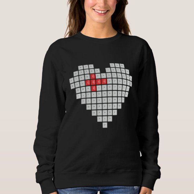 Sweatshirt LOVE Computer Keyboard Valentines Day Women Men Ad (Devant)