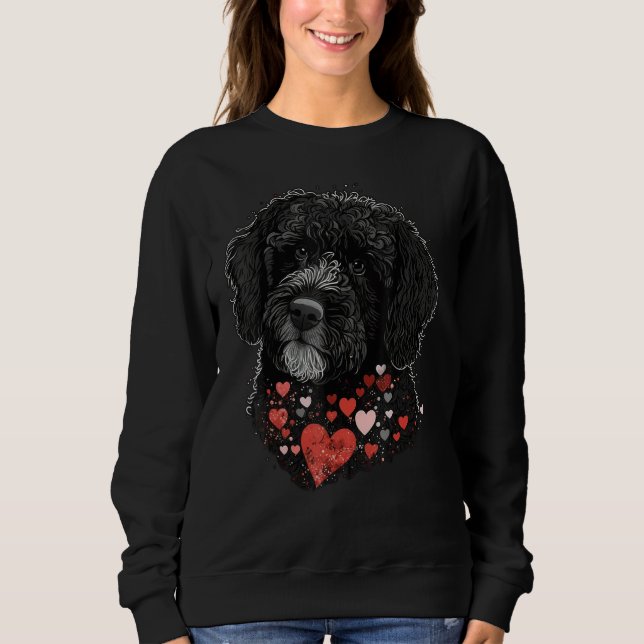 Sweatshirt Love Heart for Valentines Day on Portuguese Water  (Devant)