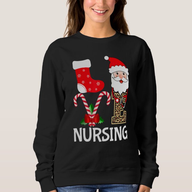 Sweatshirt Love Père Noël Nursing Stethoscope Leopard Christm (Devant)
