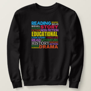 Sweatshirt Love Reading Books - Genre Word Art