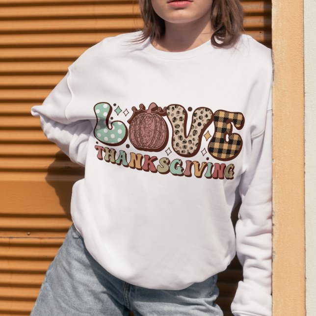 Sweatshirt Love Thanksgiving Rétro, Automne Famille Thanksgiv (Créateur téléchargé)