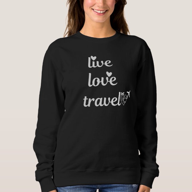 Sweatshirt Love Voyage Typographie, Papier Avion, Simple (Devant)