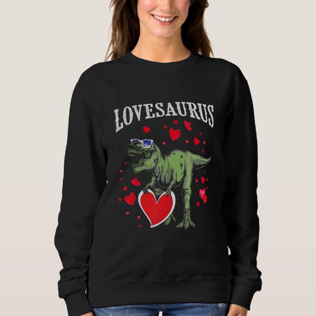 Sweatshirt Lovesaurus Valentines Jour T Rex Dinosaur Garçons  (Devant)