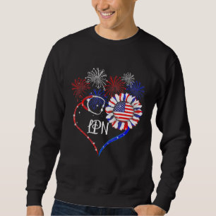 Sweatshirt Lpn Stethoscope Firework Tournesol Amérique Drapea