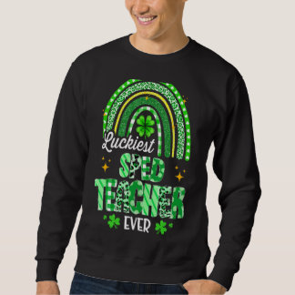 Sweatshirt Luckiest Enseignant de vitesse jamais Rainbow Leop