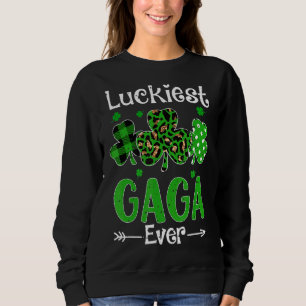 Sweatshirt Luckiest Gaga Jamais Patricks Shamrock Jour Leopar