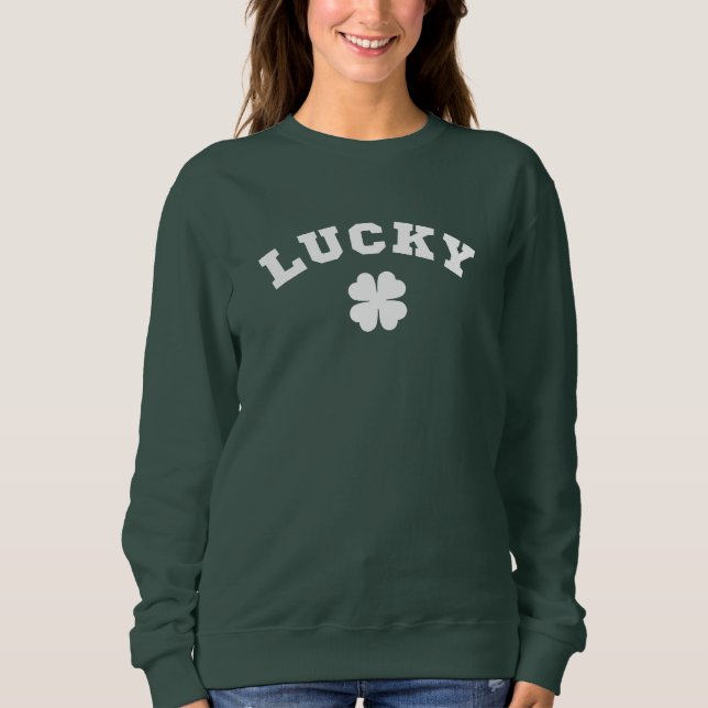 Sweatshirt Lucky Clover St. Patricks Day (Devant)