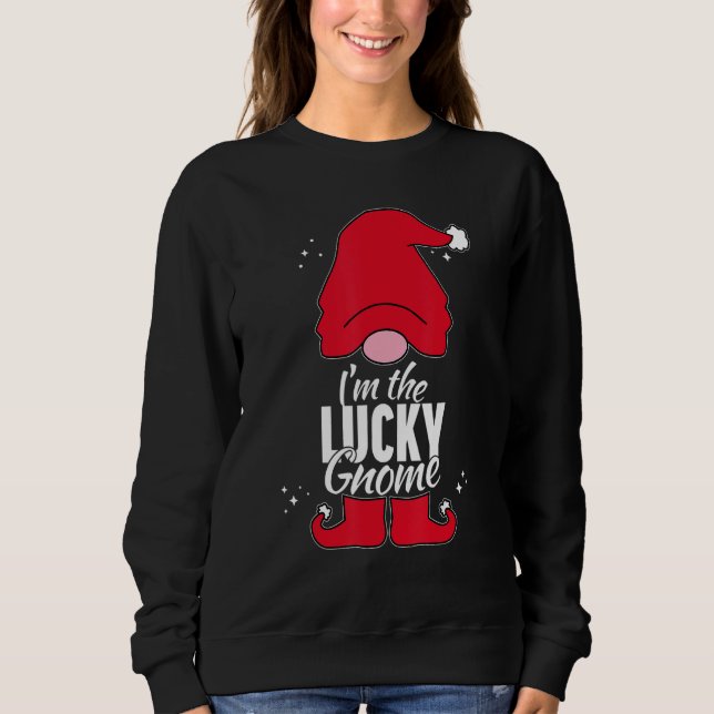 Sweatshirt Lucky Gnome Matching Family Group Christmas Party  (Devant)