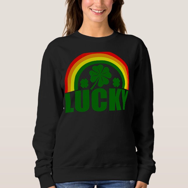 Sweatshirt Lucky Irish Four Leaf C St Patrick's Day Rainbow (Devant)