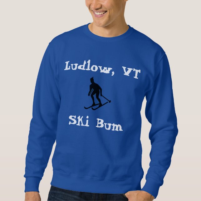 Sweatshirt Ludlow, VT, Icy Trail Ski Bum (Ski Est) (Devant)