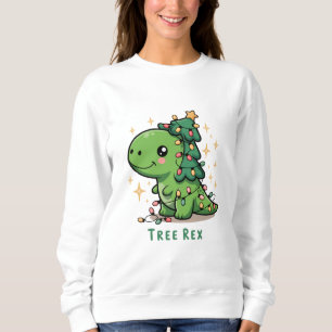 Sweatshirt Lumière de dinosaure de Noël Fête drôle d'arbre Re