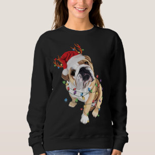 Sweatshirt Lumière de Noël du Bulldog anglais du Père Noël