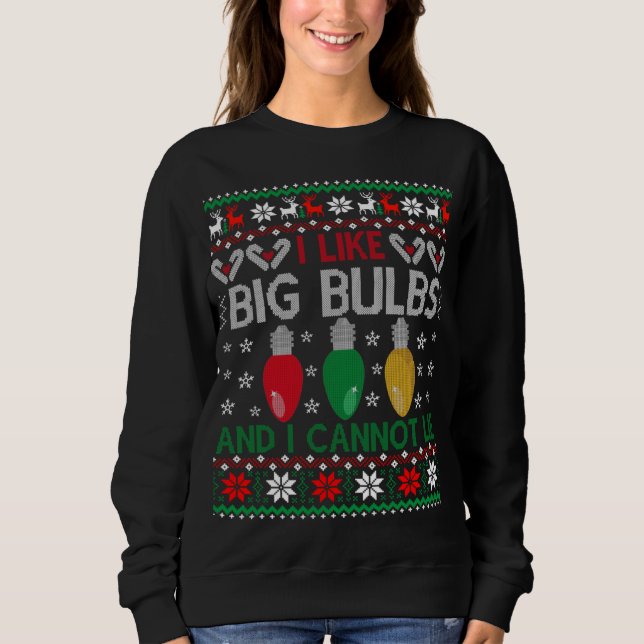 Sweatshirt Lumières de Noël amusantes J'aime les grandes ampo (Devant)
