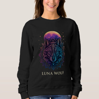 Sweatshirt Luna Wolf Spirituel Moon Art
