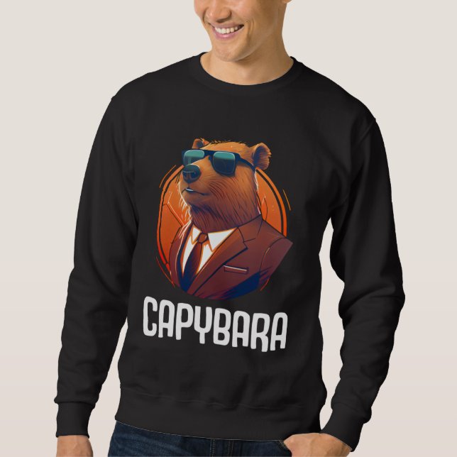Sweatshirt Lunettes de soleil Cool Capybara Cochon d'eau Amér (Devant)