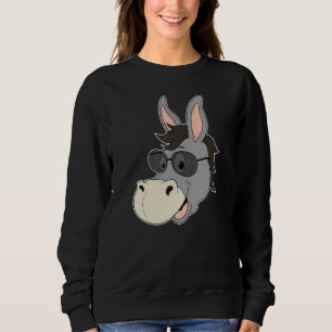 Sweatshirt Lunettes de soleil de tête d'âne Mule Coeur Zoo an